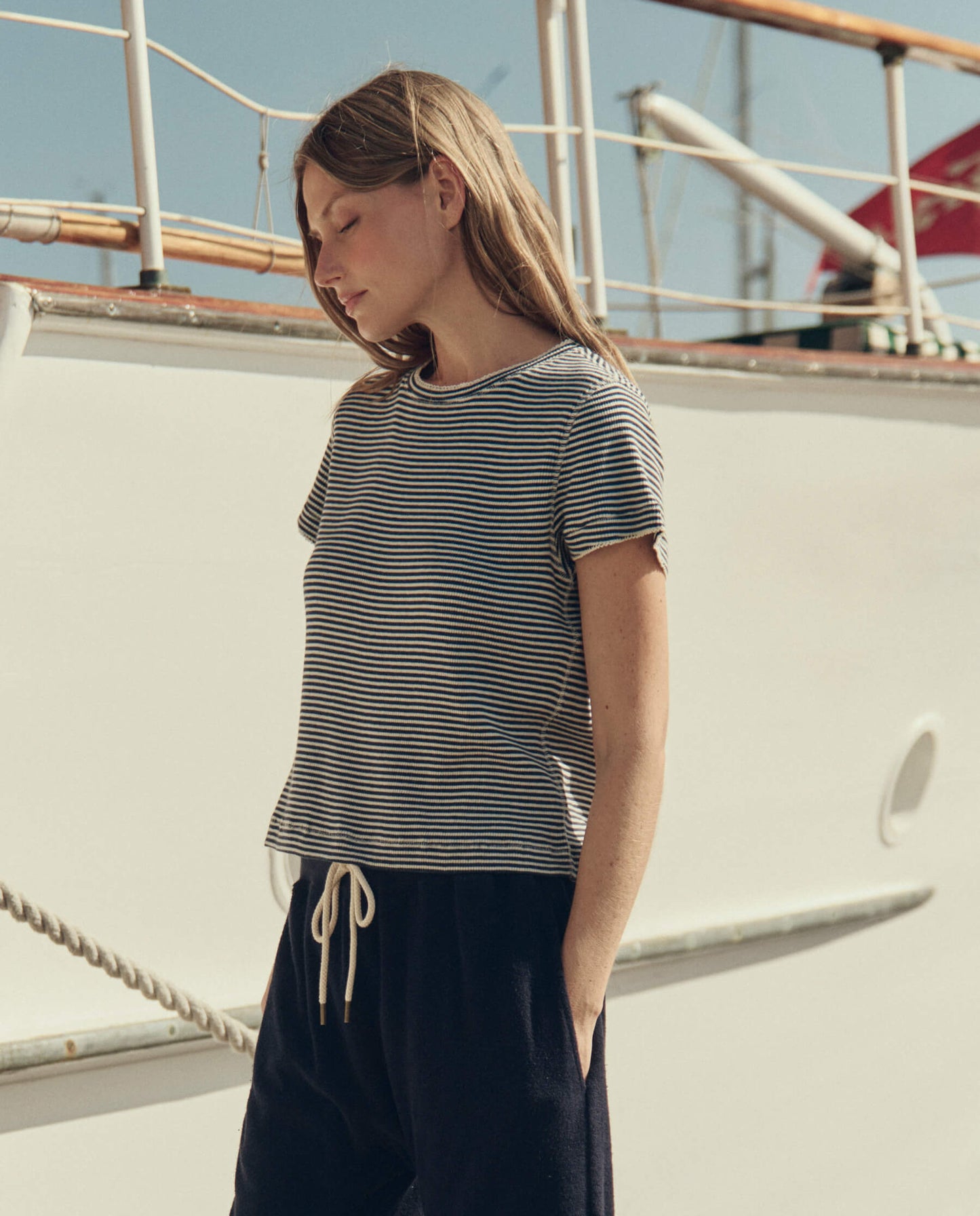 The Little Tee. -- Navy Stripe