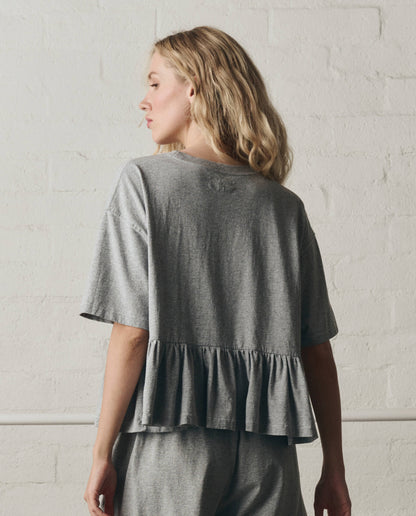 The Oversized Ruffle Peplum Tee. -- Heather Grey