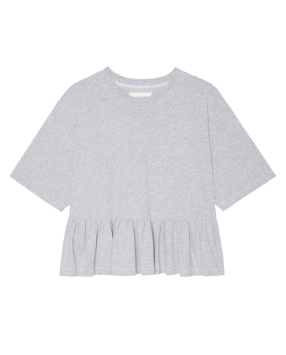 The Oversized Ruffle Peplum Tee. -- Heather Grey