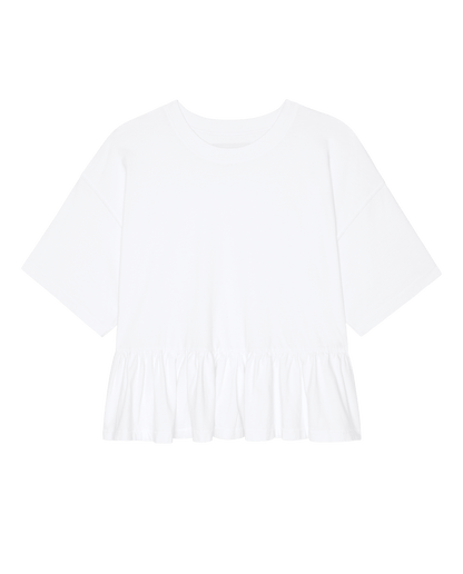 The Oversized Ruffle Peplum Tee. -- True White